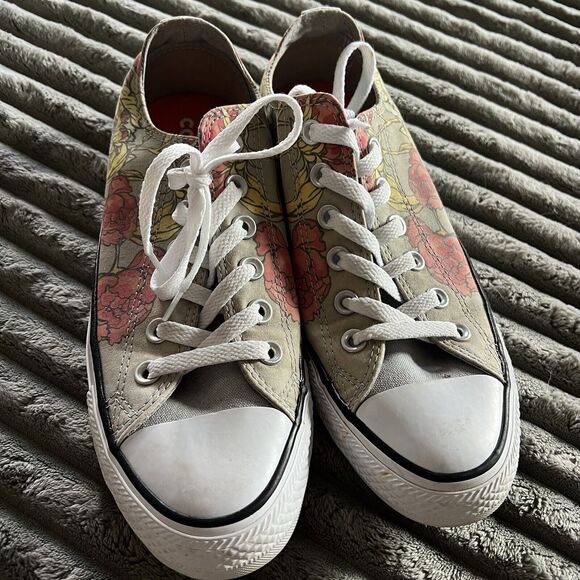 Converse All Star Flowers Canvas Sneaker Women Size 8 - Picture 2 of 9